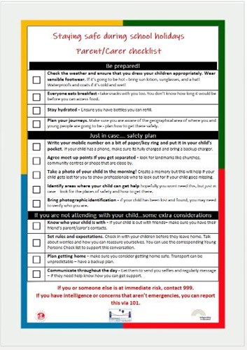 parent/carer checklist