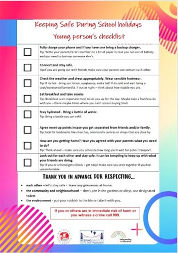 Checklist for children and young people